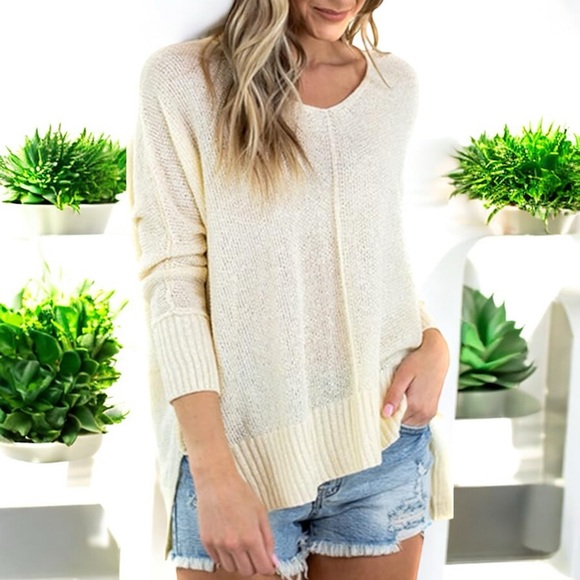 New Main Strip Dolman Sleeve Hi and Low Sweater - Picture 2 of 16